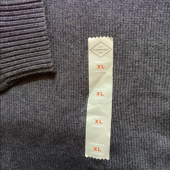 XL St. John's Bay Men Crewneck Long Sleeve Sweater Charcoal Htr NEW!! - Picture 4 of 7